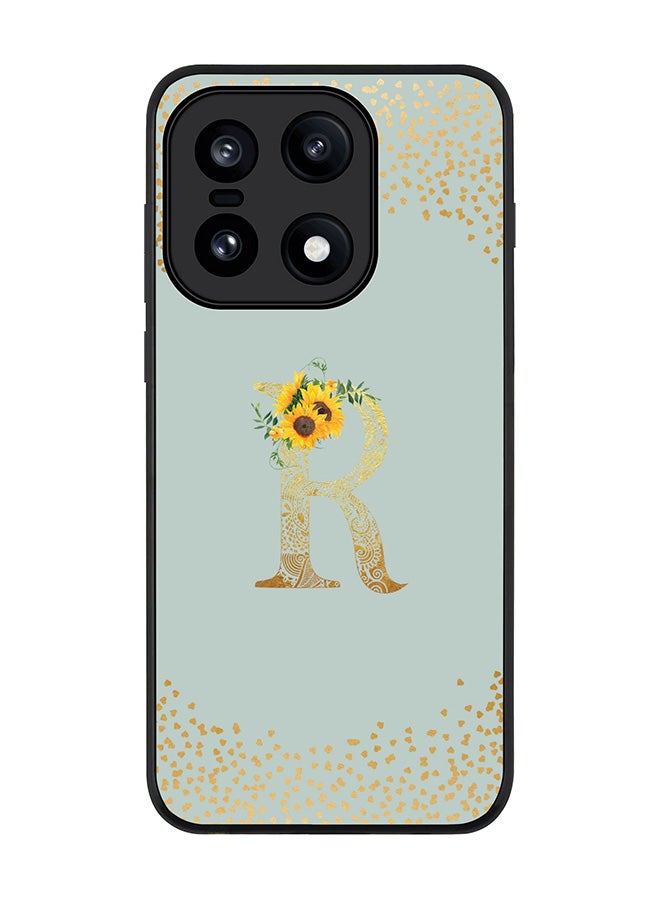 Stylizedd For OnePlus 15 Case,Slim fit Camera Protection, Shockproof Thin Phone cover  - Custom Floral Monogram - R  (Light Grey ) - Image 1